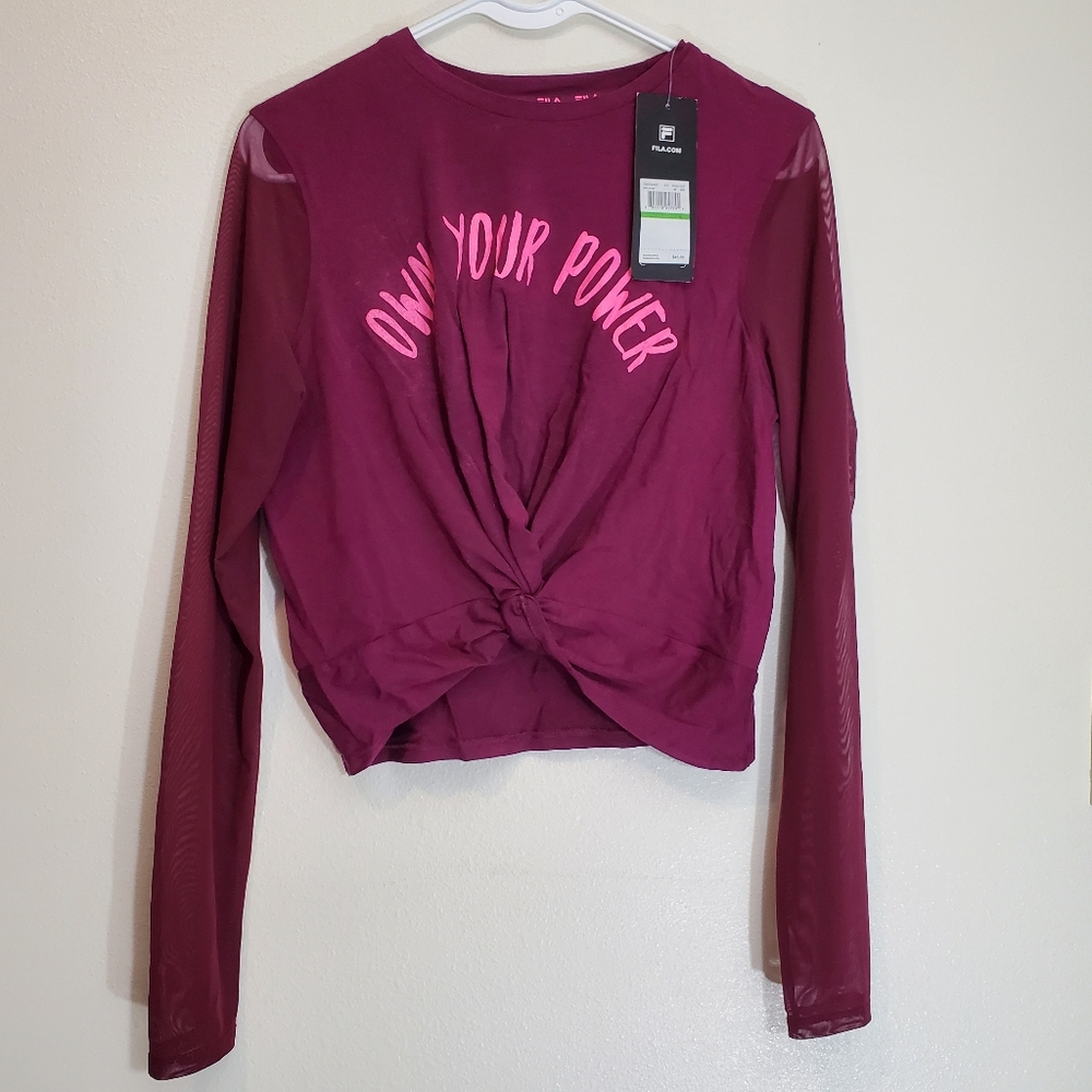 Fila Berry Long Sleeve Tee with Empowerment Message